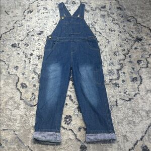 Universal Green Denim Overalls Size 8 Cuffed Blue Jean Bib Pants